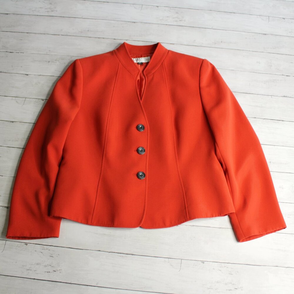 Tahari Arthur S. Levine Petite Women's Suit Jacket Blazer Size 14P Orange
